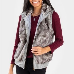 Brand New Gray Faux Fur Vest